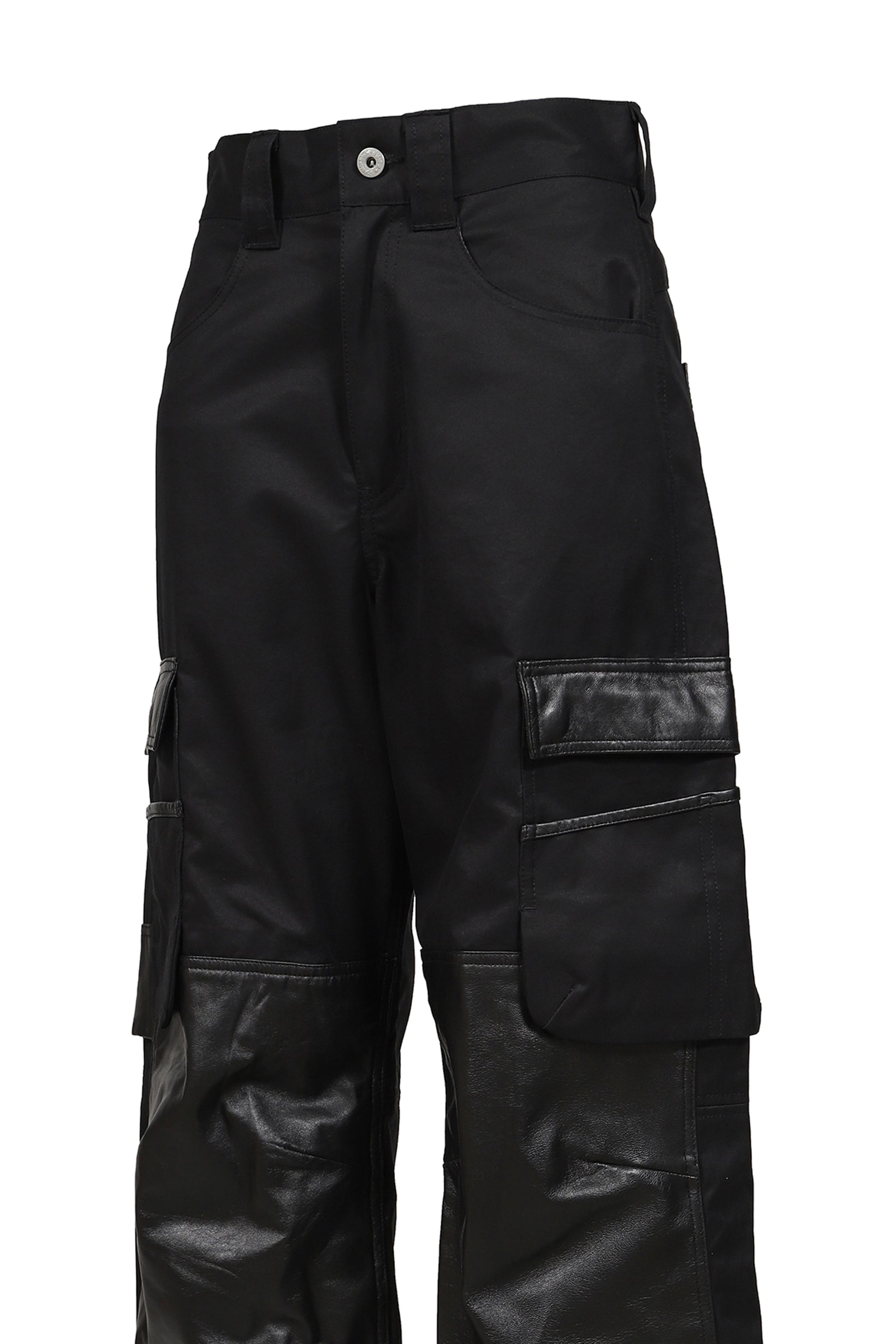 DECKARD COTTON GABARDINE X LEATHER COMBINATION PAINTER / BLK