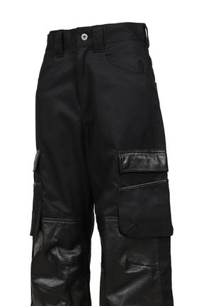 DECKARD COTTON GABARDINE X LEATHER COMBINATION PAINTER / BLK