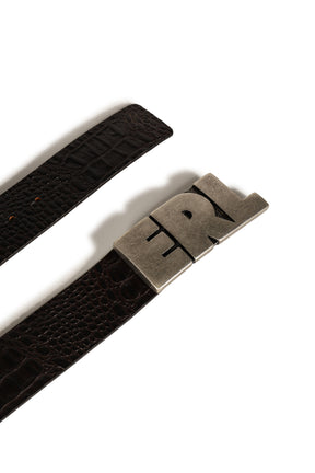 ERL LOGO CROCO EFFECT LEATHER BELT / BRW 