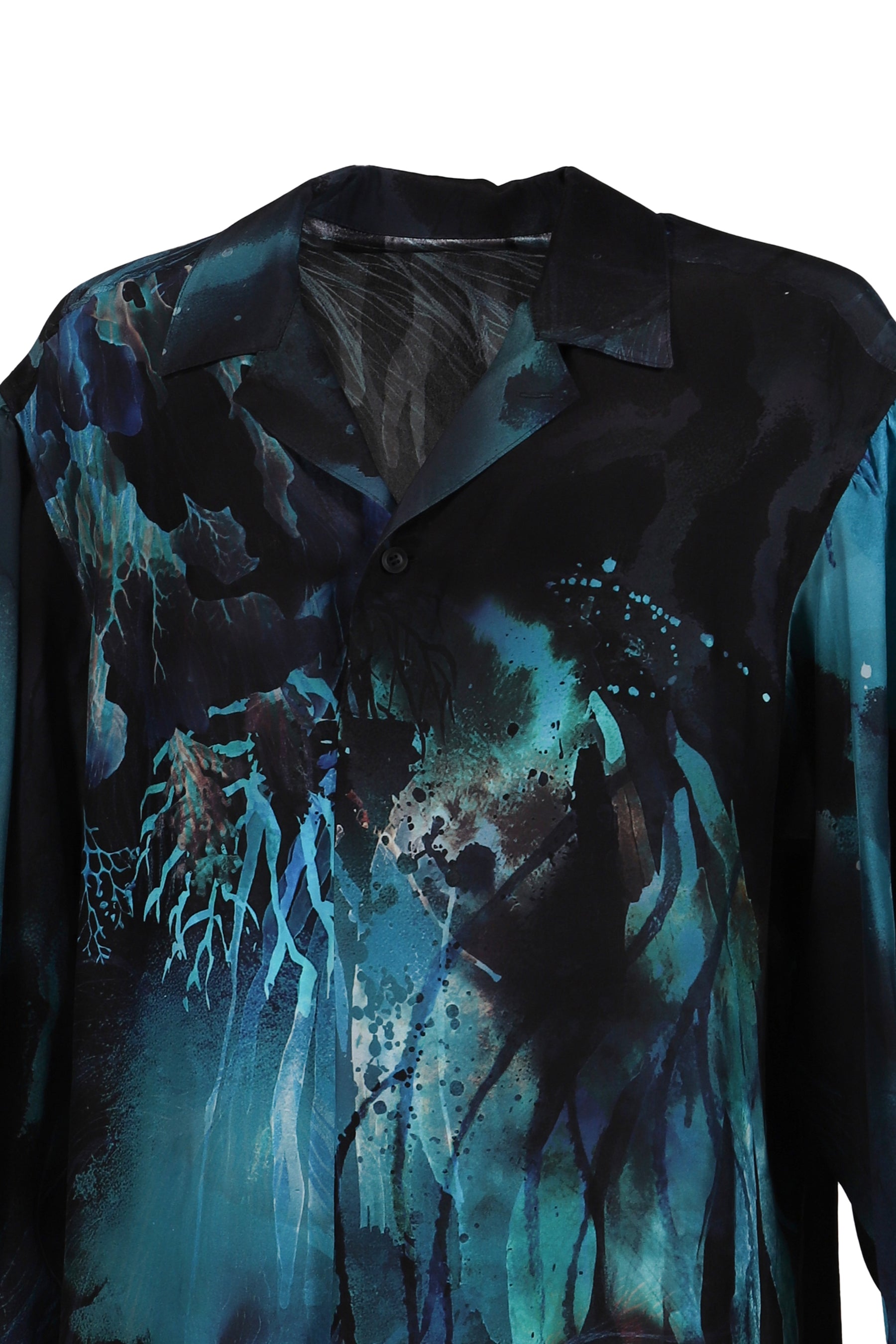 SEA PRINT SILK SHIRT / BLK