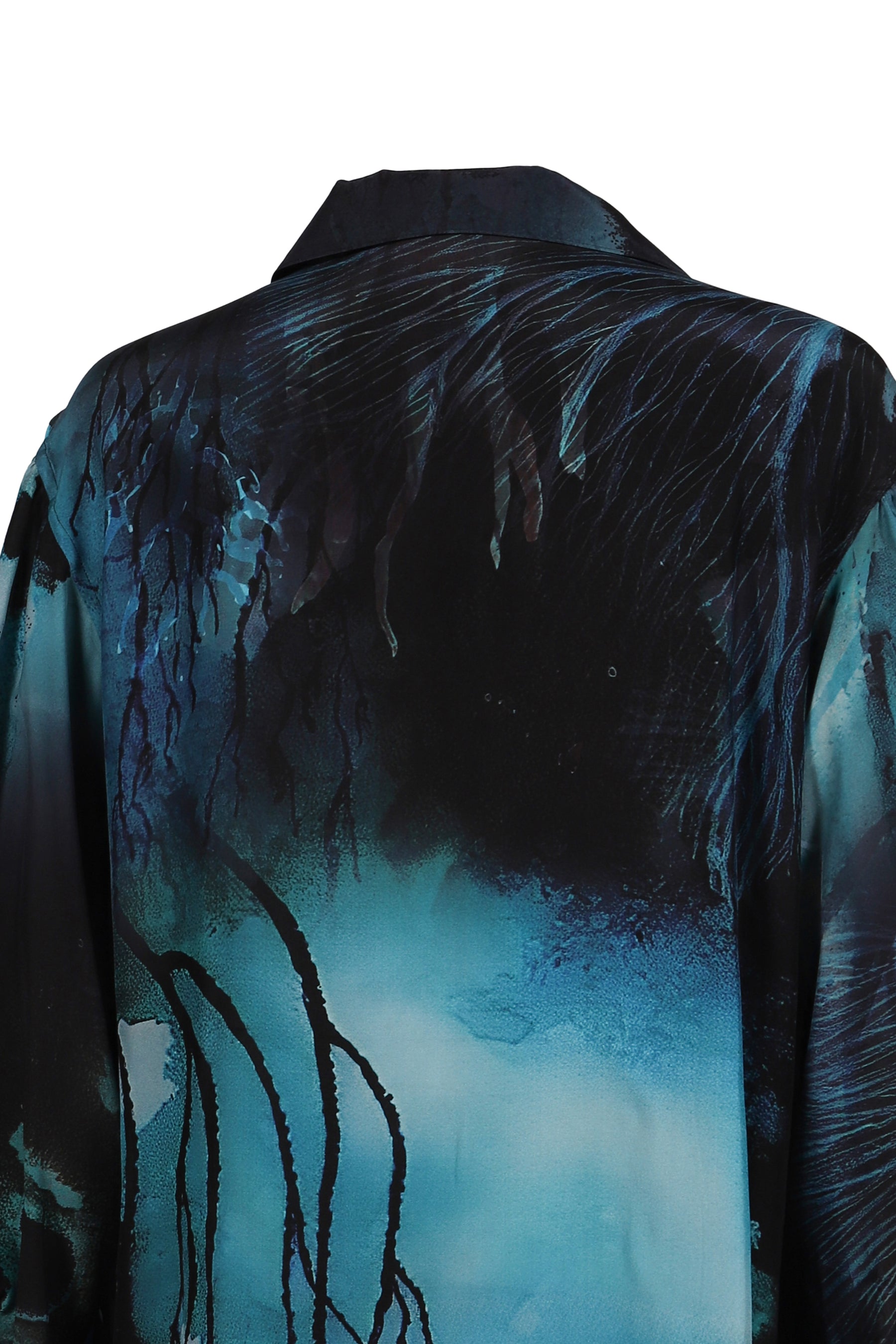 SEA PRINT SILK SHIRT / BLK