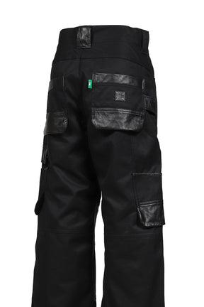 DECKARD COTTON GABARDINE X LEATHER COMBINATION PAINTER / BLK