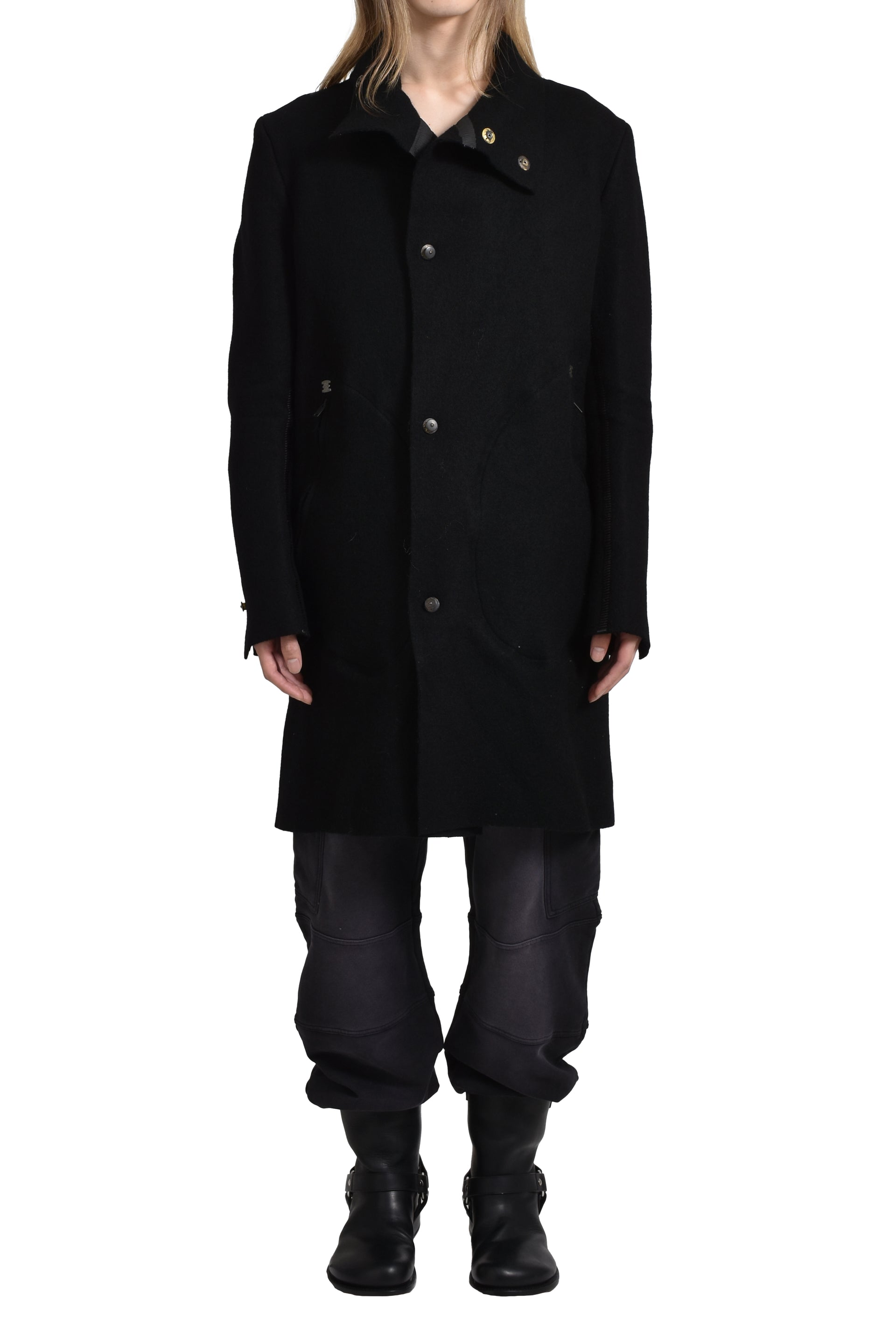 Isaac Sellam "SNOBINAR" LONG ASYMMETRIC COAT / BLK