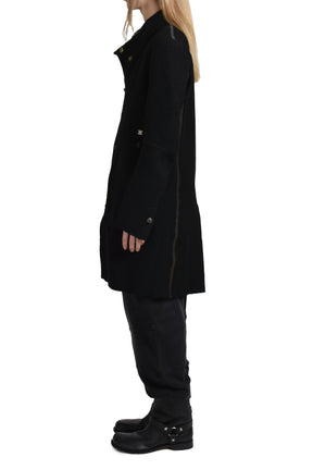 "SNOBINAR" LONG ASYMMETRIC COAT / BLK