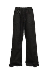 HOME WIDE JEANS WITH DAMAGE PANTS / BLK