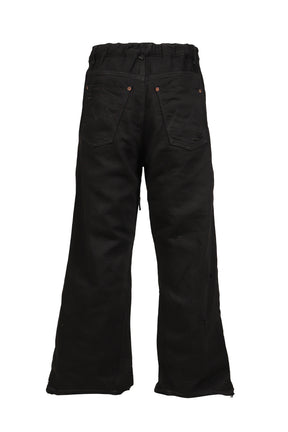 HOME WIDE JEANS WITH DAMAGE PANTS / BLK