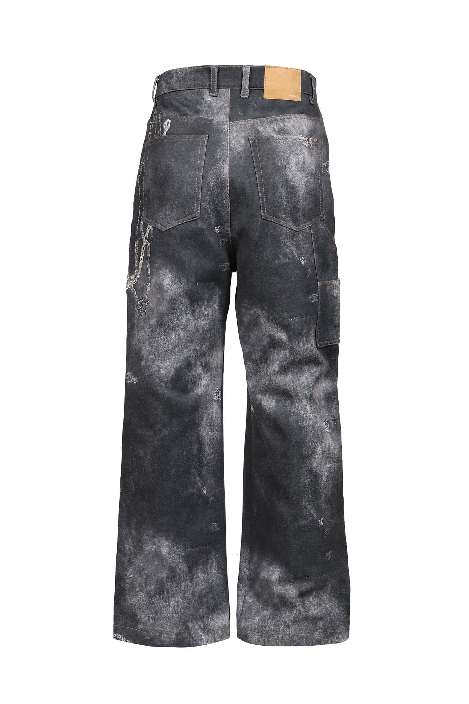 BLACK MENS TROMPE L'OEIL DENIM CARPENTER PANTS / BLK
