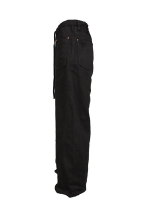 HOME WIDE JEANS WITH DAMAGE PANTS / BLK