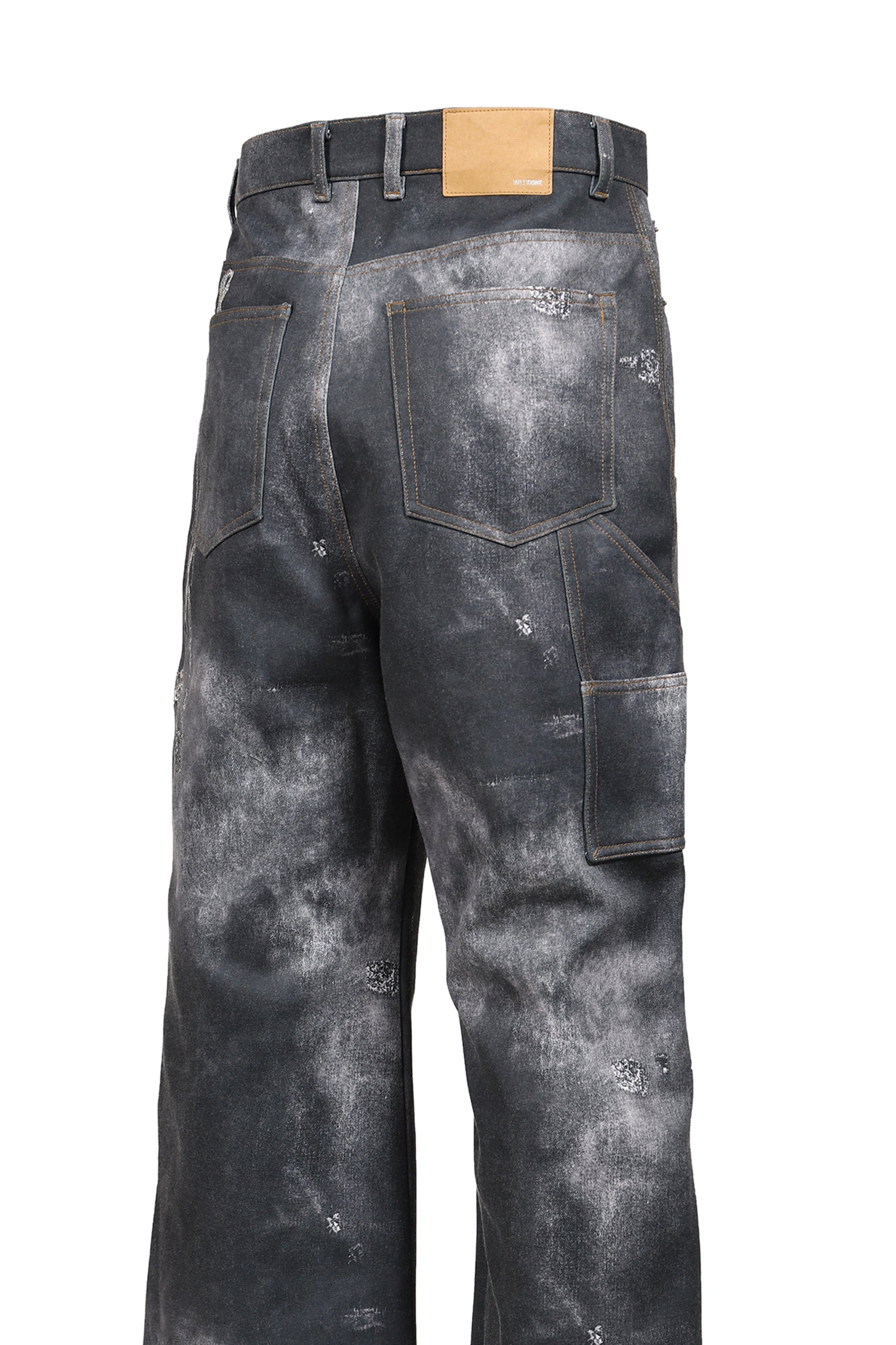 BLACK MENS TROMPE L'OEIL DENIM CARPENTER PANTS / BLK