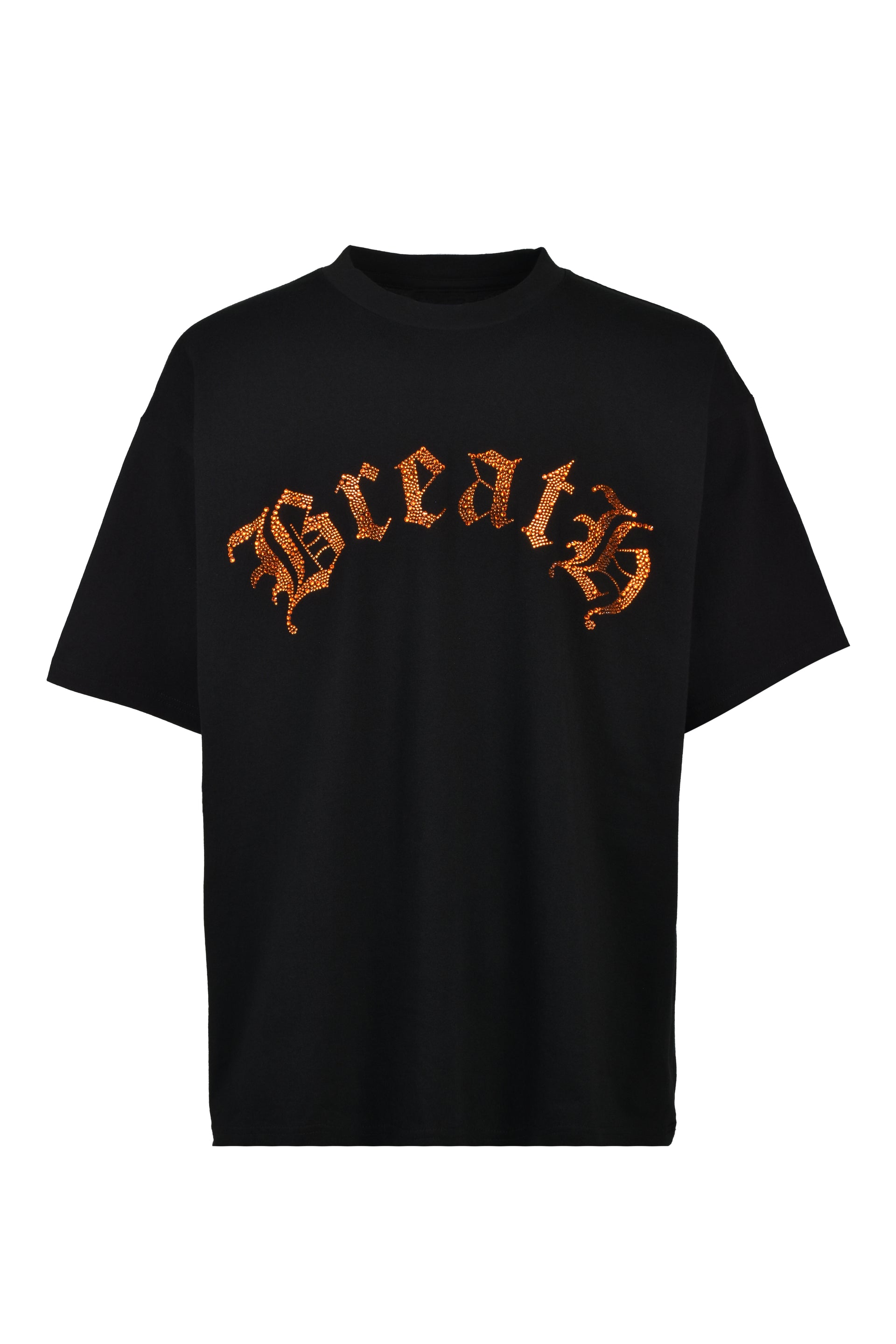 OLD ENGLISH LOGO RHINESTONE TEE / BLK ORG