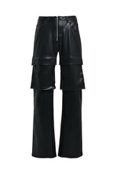 FAUX LEATHER CARGO PANTS V2 / BLK
