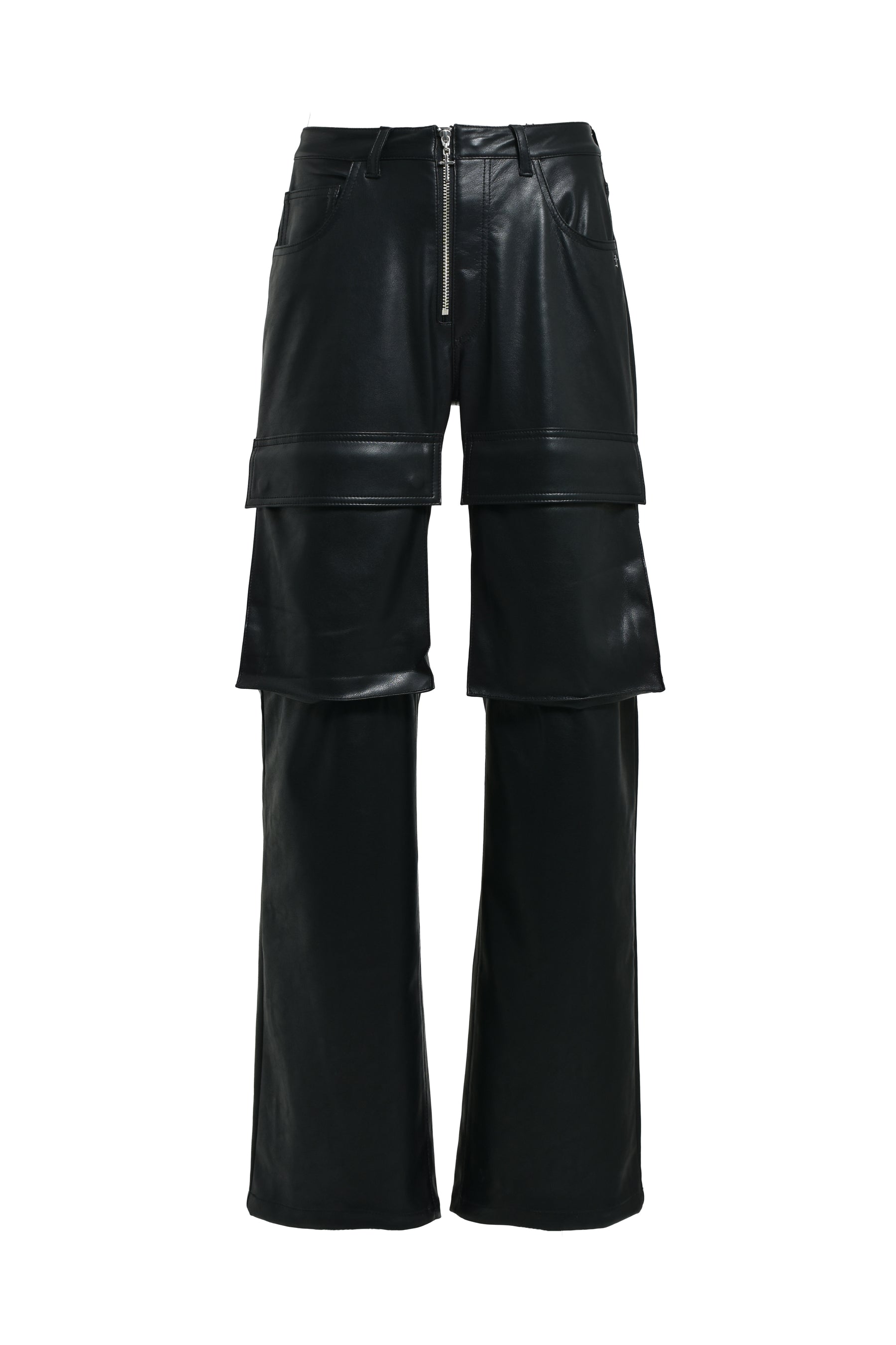 FAUX LEATHER CARGO PANTS V2 / BLK