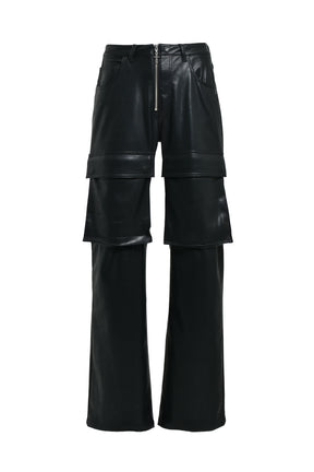 FAUX LEATHER CARGO PANTS V2 / BLK