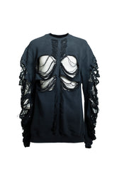 DISTRESSED CROSS CREAWNECK / BLK 