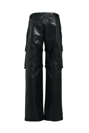 FAUX LEATHER CARGO PANTS V2 / BLK