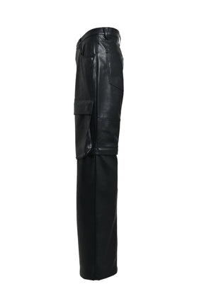 FAUX LEATHER CARGO PANTS V2 / BLK