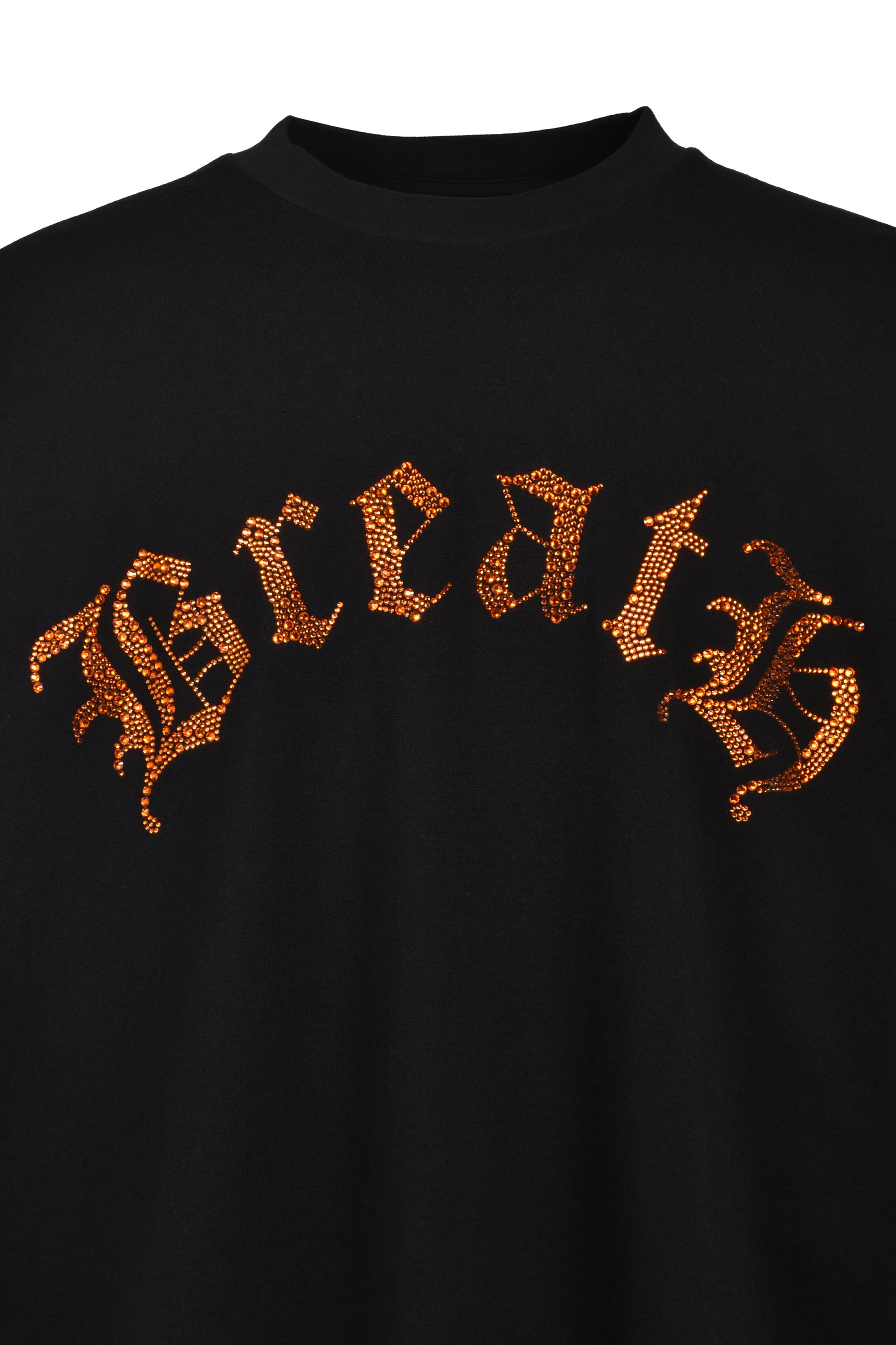 OLD ENGLISH LOGO RHINESTONE TEE / BLK ORG