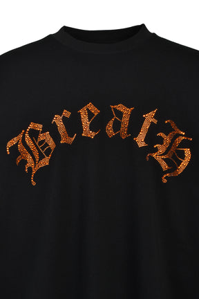 OLD ENGLISH LOGO RHINESTONE TEE / BLK ORG