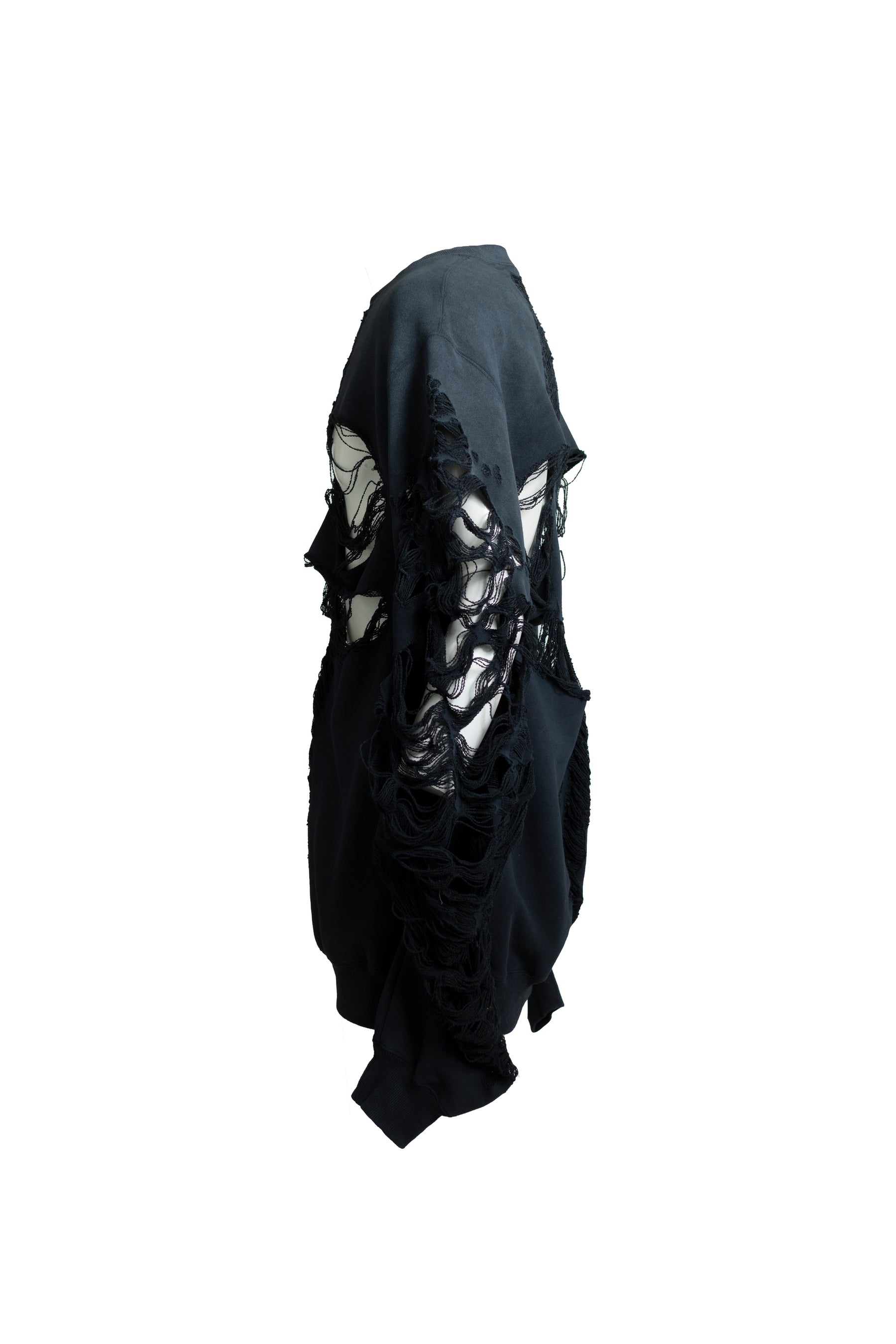 DISTRESSED CROSS CREAWNECK / BLK 