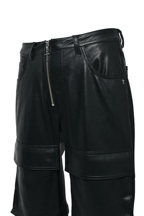 FAUX LEATHER CARGO PANTS V2 / BLK