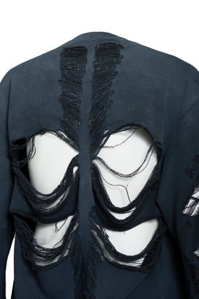 DISTRESSED CROSS CREAWNECK / BLK 