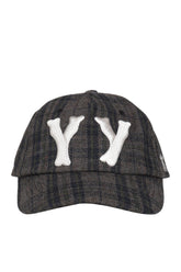 YY CHECKERED HEART BONE BALL CAP / BRW