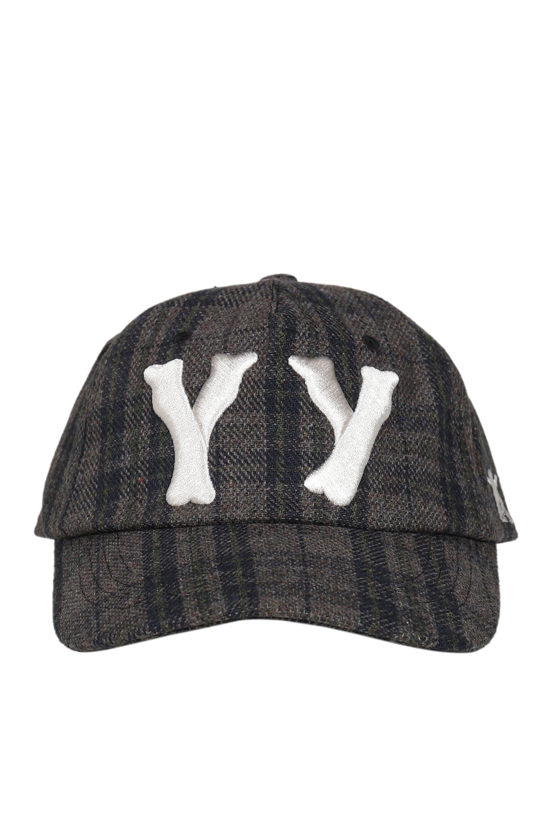 YY CHECKERED HEART BONE BALL CAP / BRW