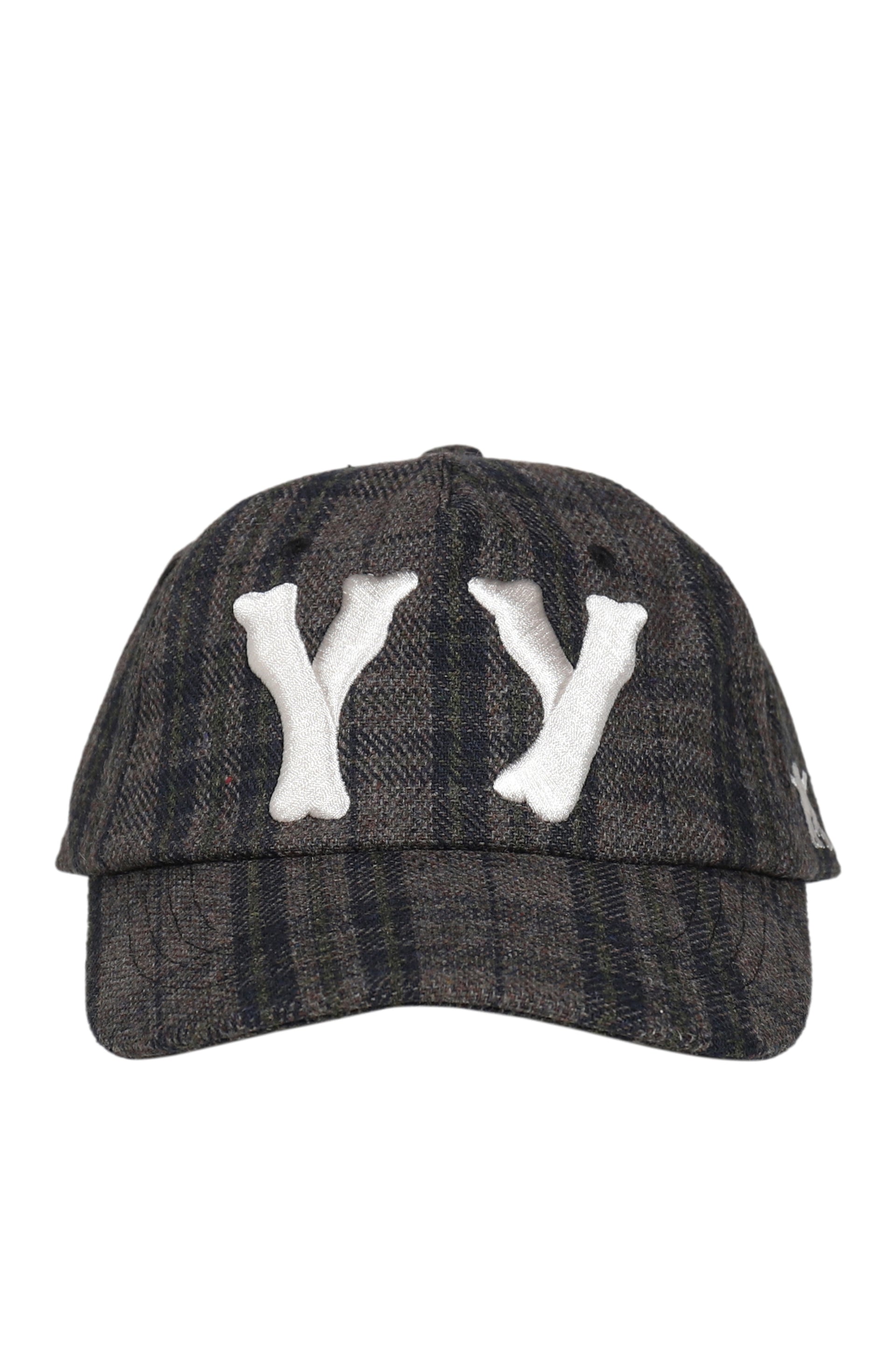 YY CHECKERED HEART BONE BALL CAP / BRW