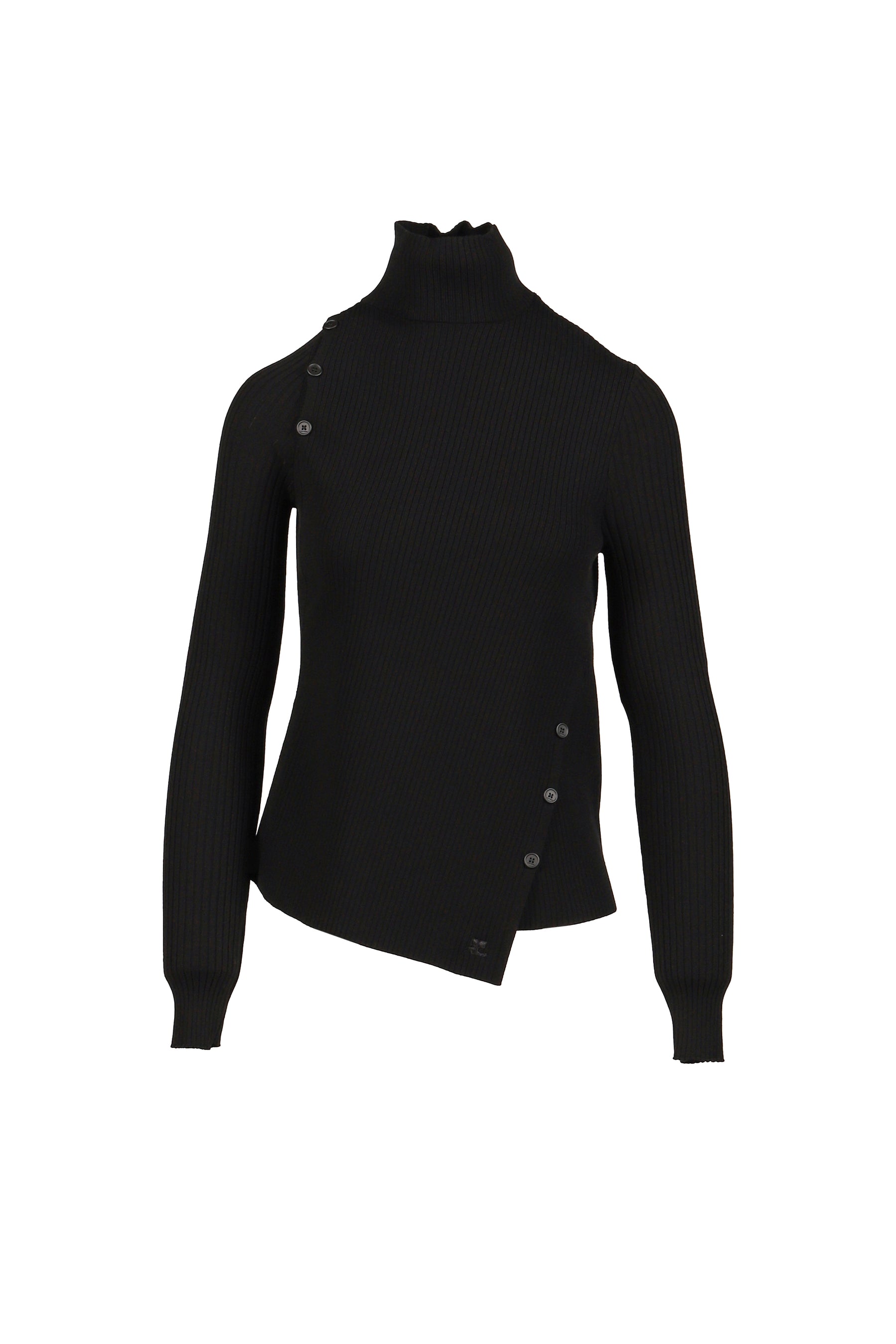 OBLIQUE BUTONNED SWEATER / BLK