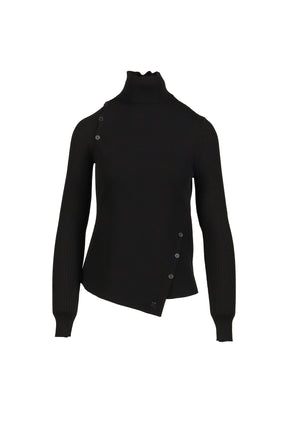 OBLIQUE BUTONNED SWEATER / BLK