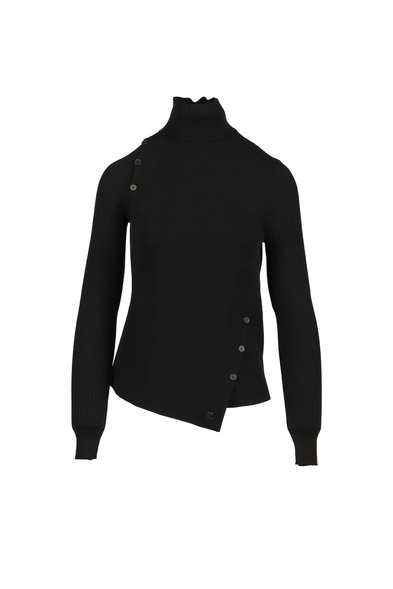 y様用【クレージュ Courrèges】胸元サークル ミニドレス ブラック L an/アン】マーメイド/ 襟付き/ フリルデザイン/ シアー/ クロス