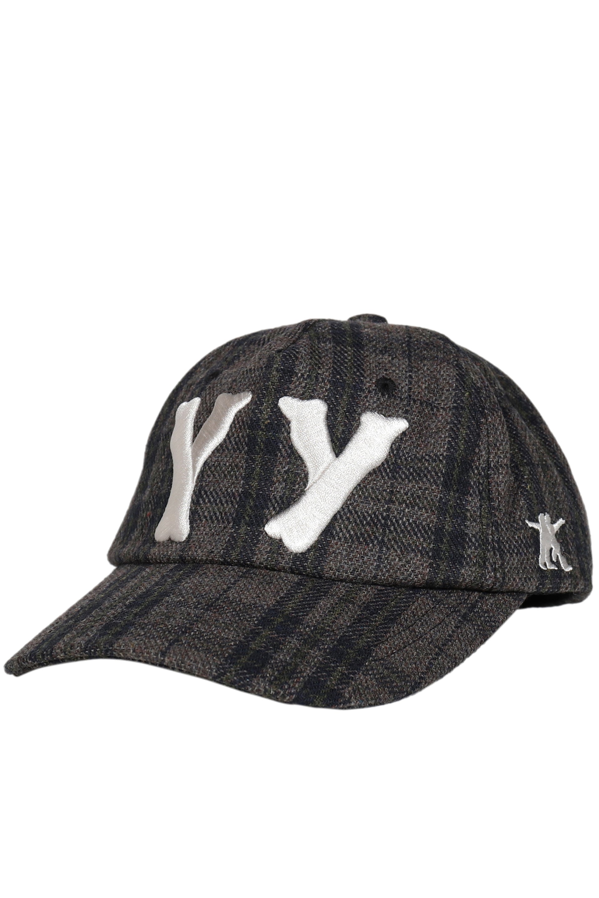 YY CHECKERED HEART BONE BALL CAP / BRW
