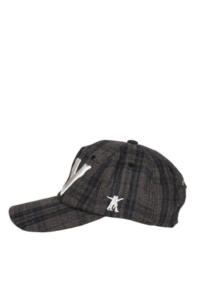 YY CHECKERED HEART BONE BALL CAP / BRW
