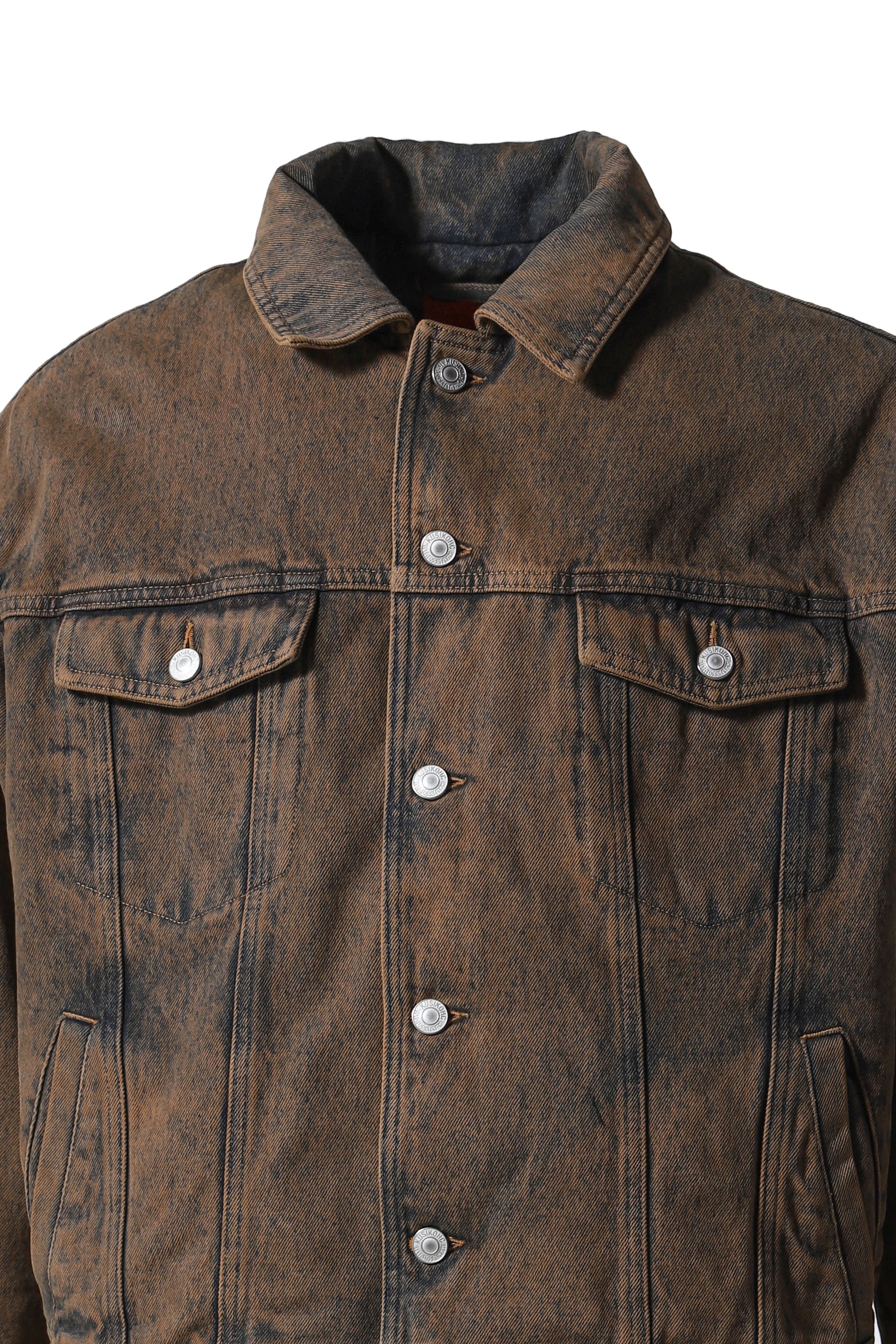 PADDED MULTI RIVET DENIM JACKET / BRW