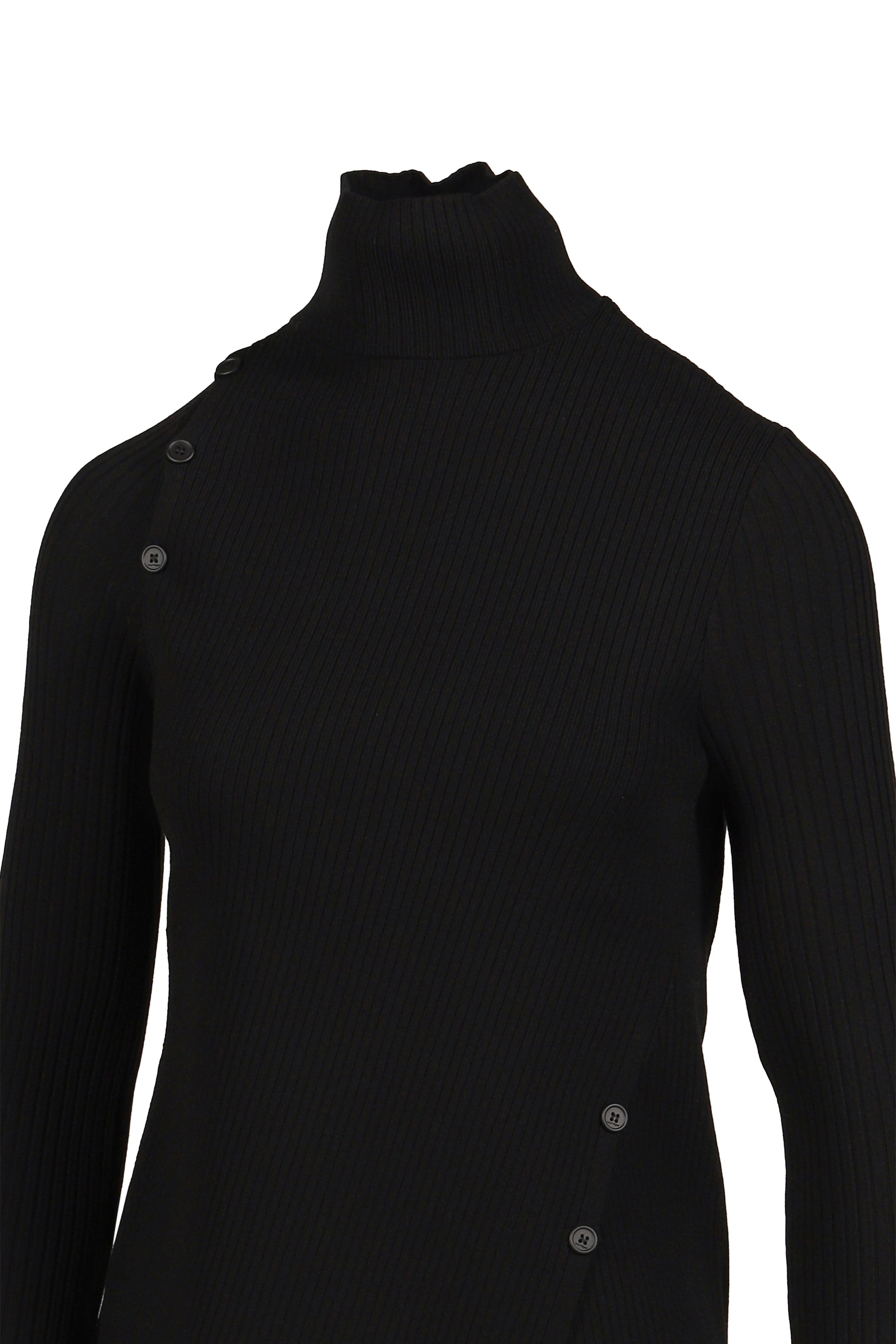 OBLIQUE BUTONNED SWEATER / BLK