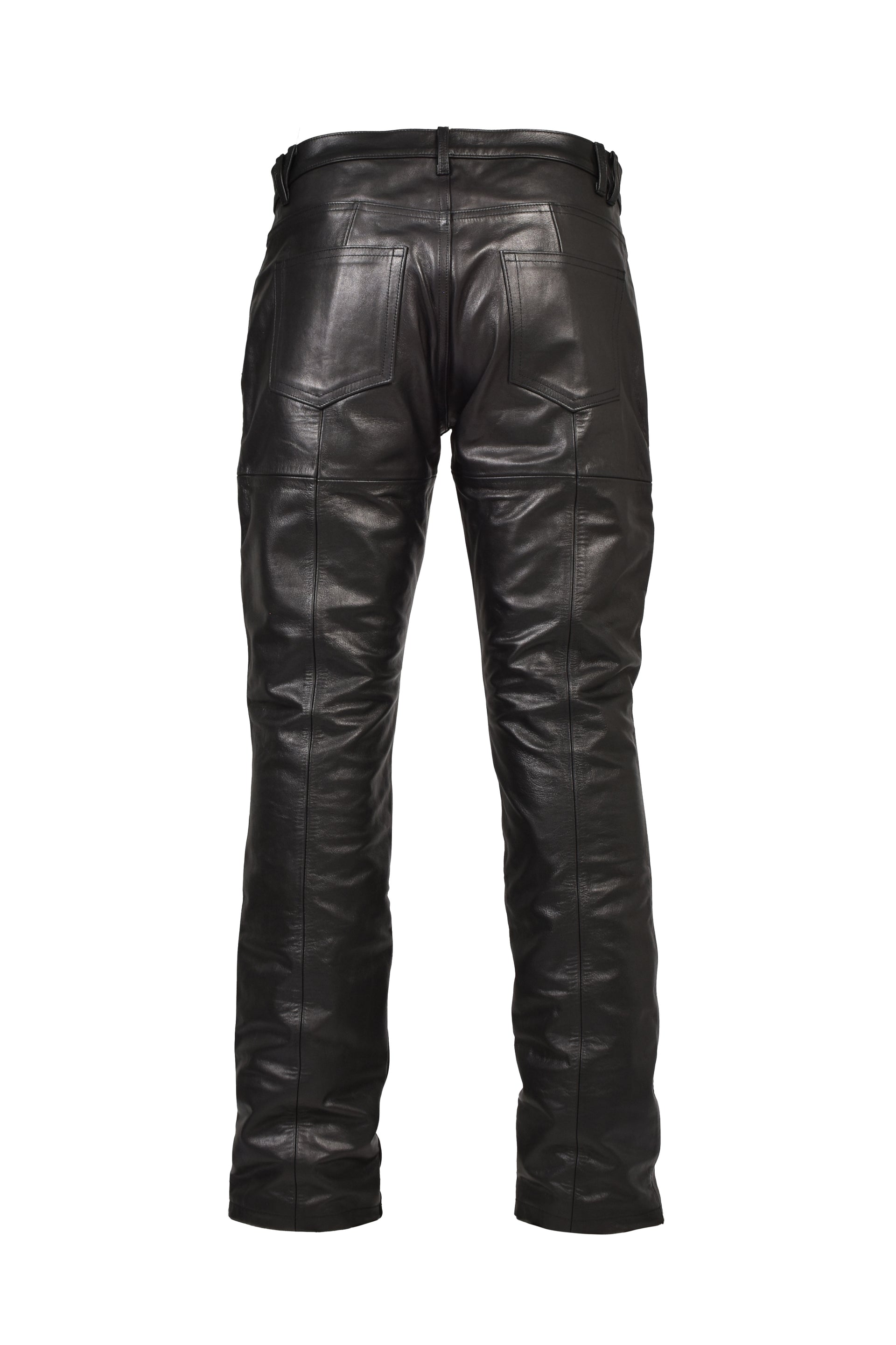 FRONT ZIP LEATHER PANTS / BLK
