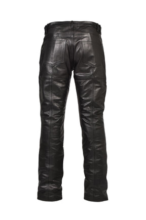 FRONT ZIP LEATHER PANTS / BLK
