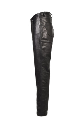 FRONT ZIP LEATHER PANTS / BLK