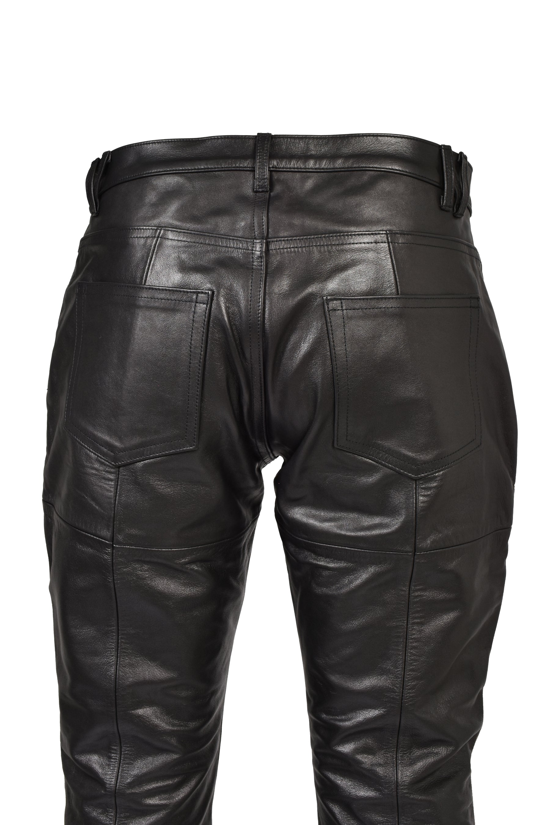 FRONT ZIP LEATHER PANTS / BLK