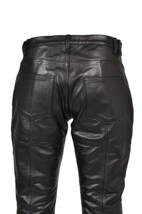 FRONT ZIP LEATHER PANTS / BLK