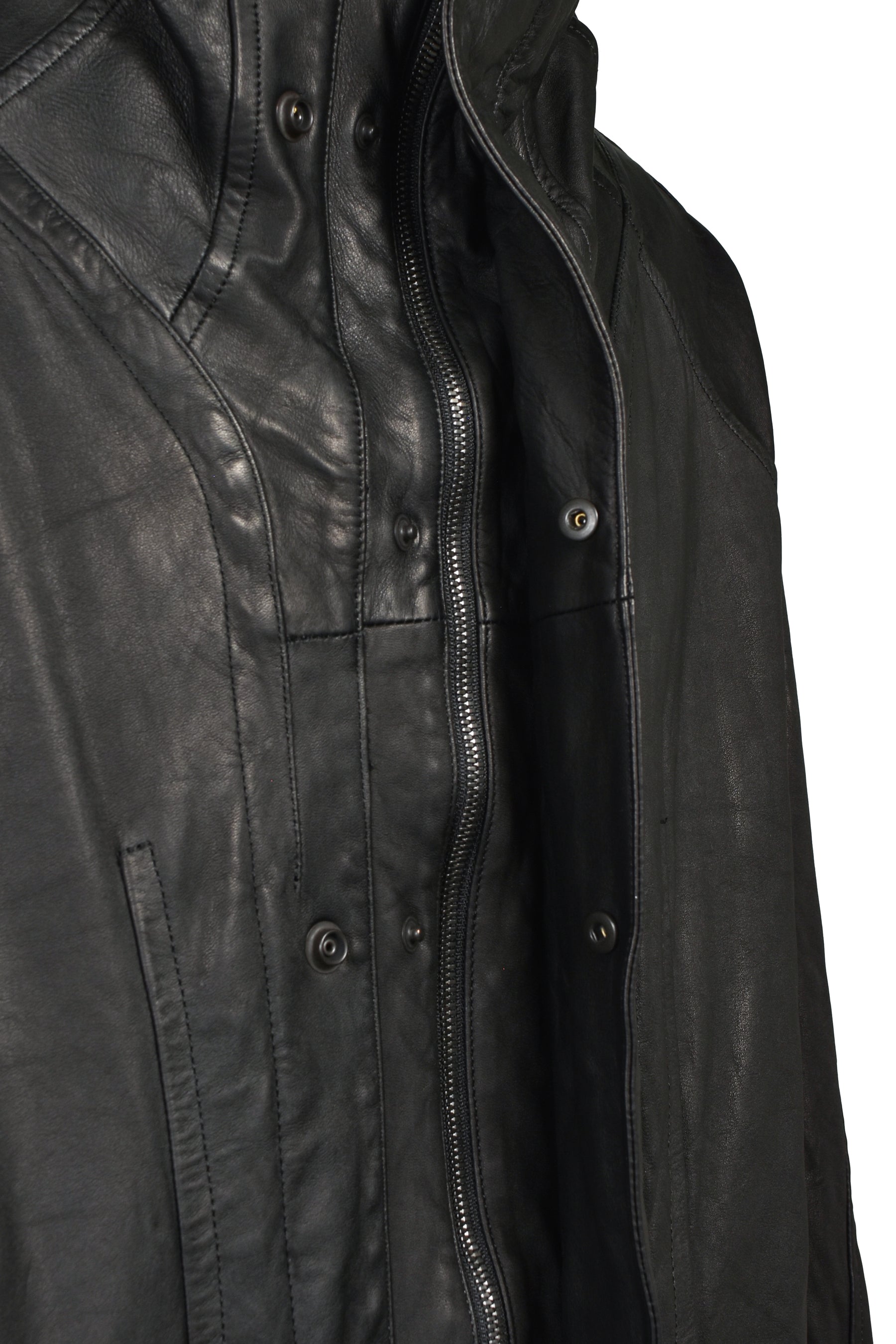 COW SKIN COAT / BLK