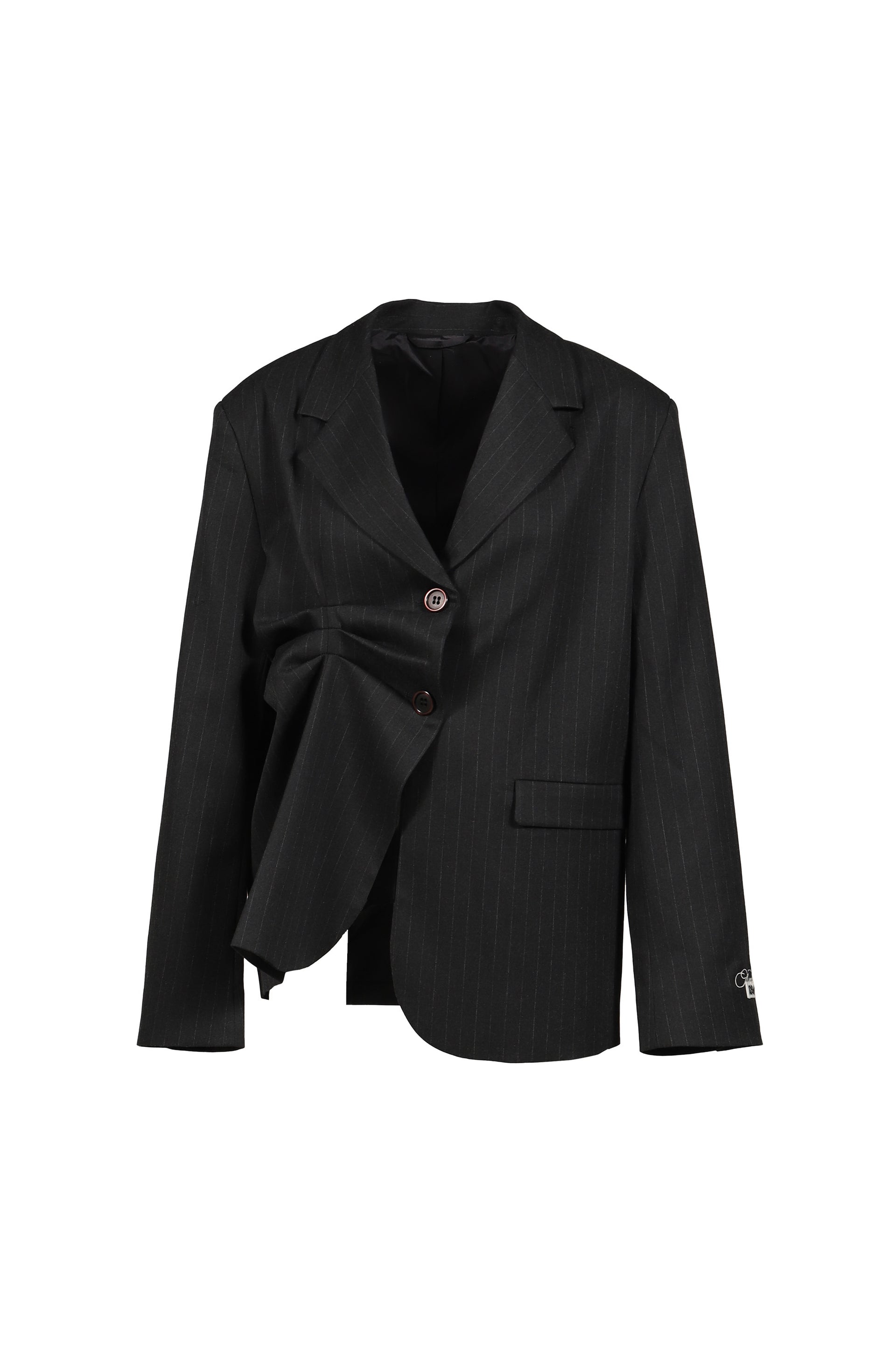 PLEATED BLAZER PINSTRIPE BLACK / BLK
