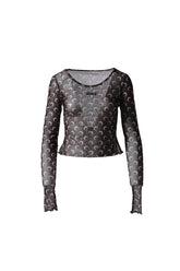 MOON PRINTED MESH SECOND SKIN CROPPED TOP / BRW