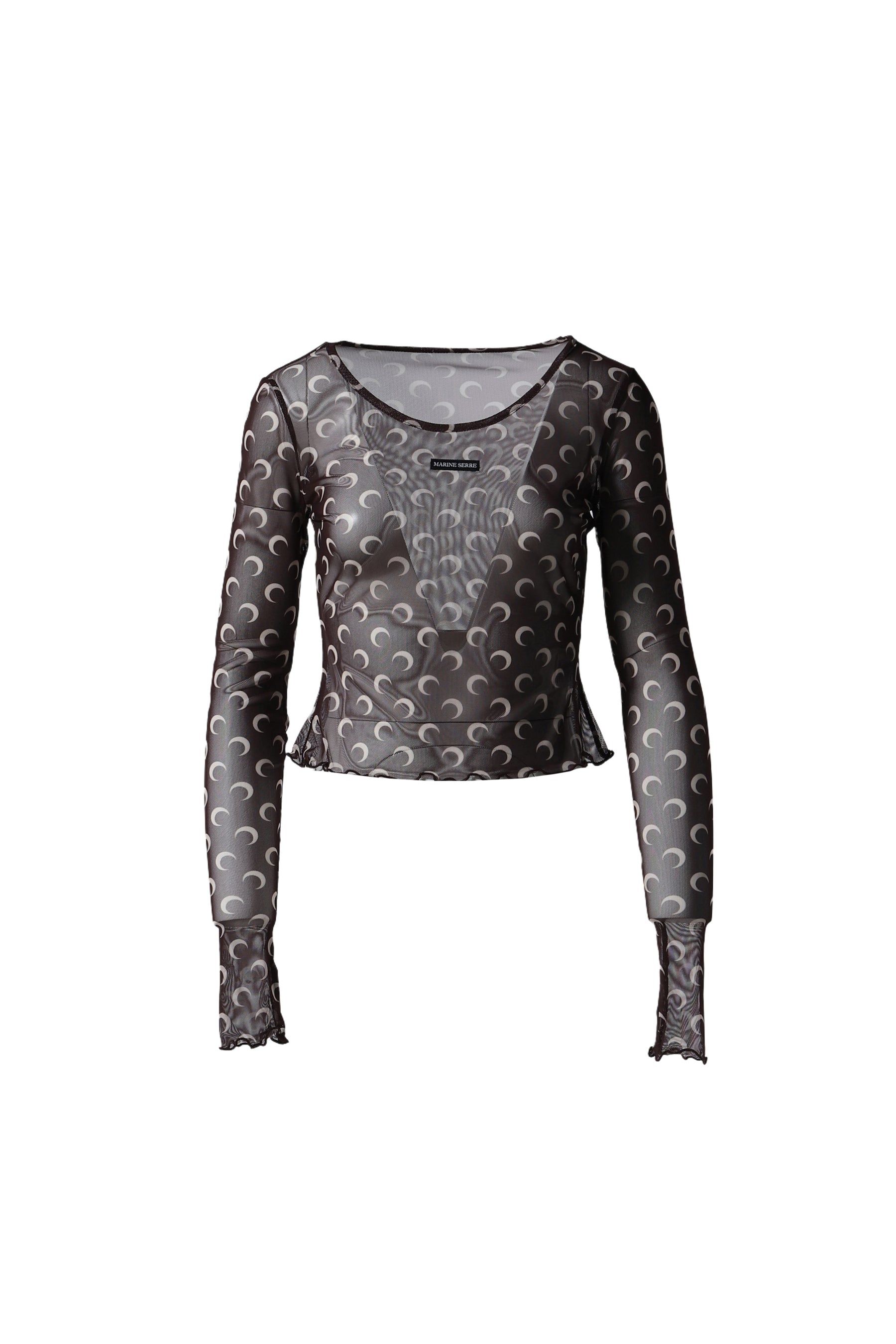 Marine Serre FW24 MOON PRINTED MESH SECOND SKIN CROPPED TOP BRW NUBIAN