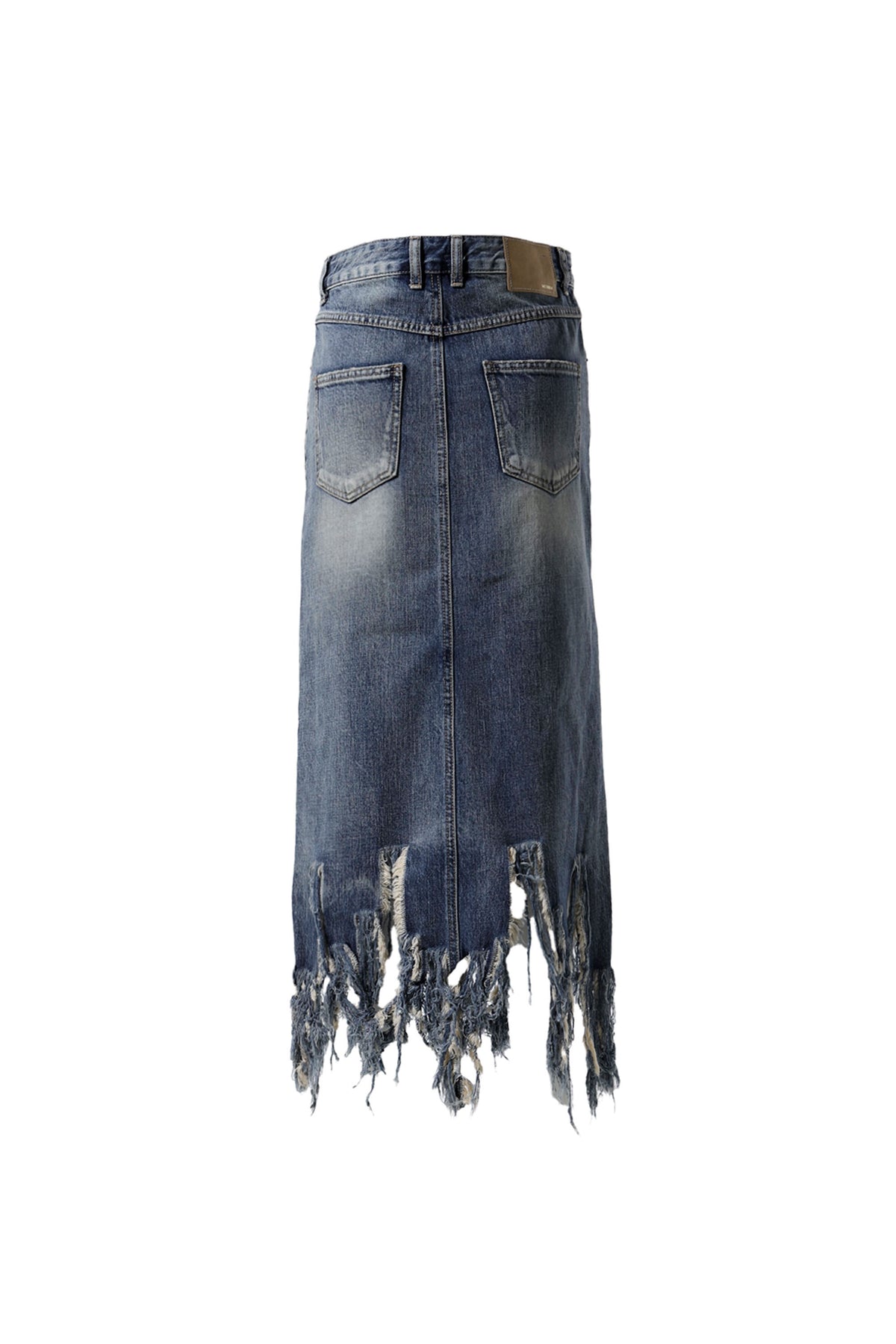 BLUE WOMENS EXTREME DESTROYED LONG DENIM SKIRT / BLU