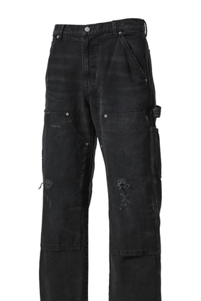 DOUBLE KNEE PAINT PANTS / BLK