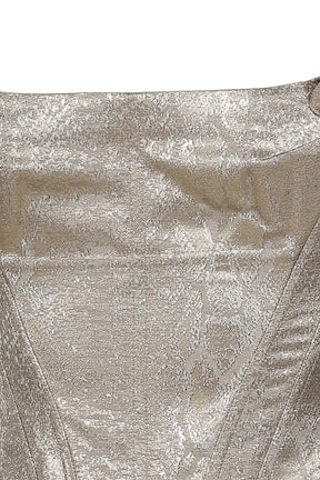 GOLD BROCADE PYTHON PATTERN DEVIL HORN CORSET / GLD