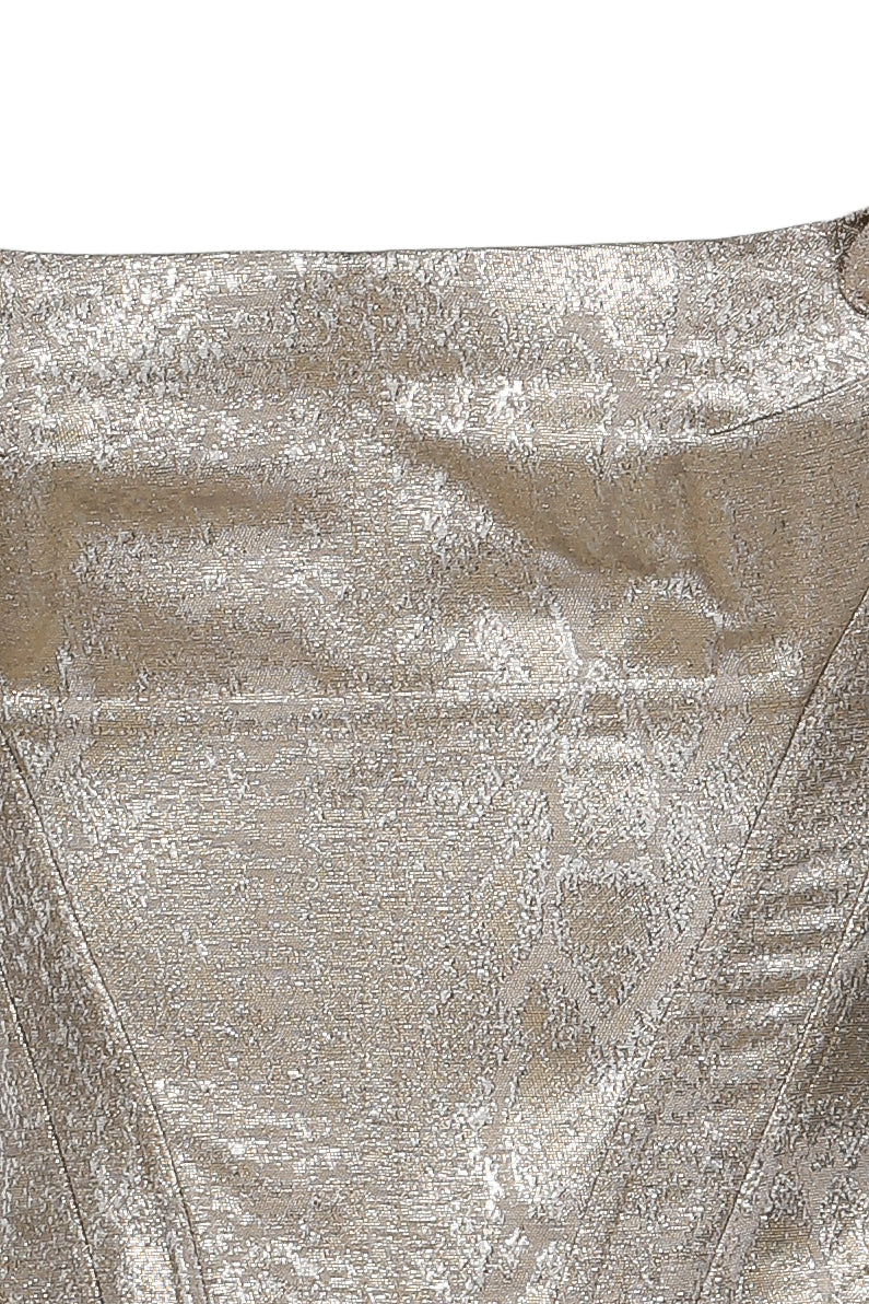 GOLD BROCADE PYTHON PATTERN DEVIL HORN CORSET / GLD