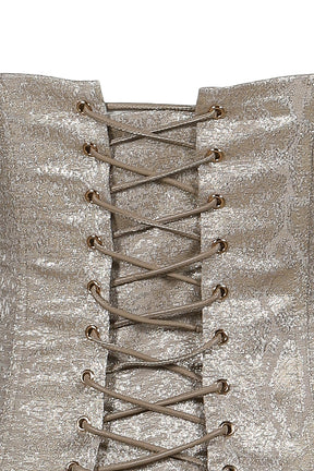 GOLD BROCADE PYTHON PATTERN DEVIL HORN CORSET / GLD