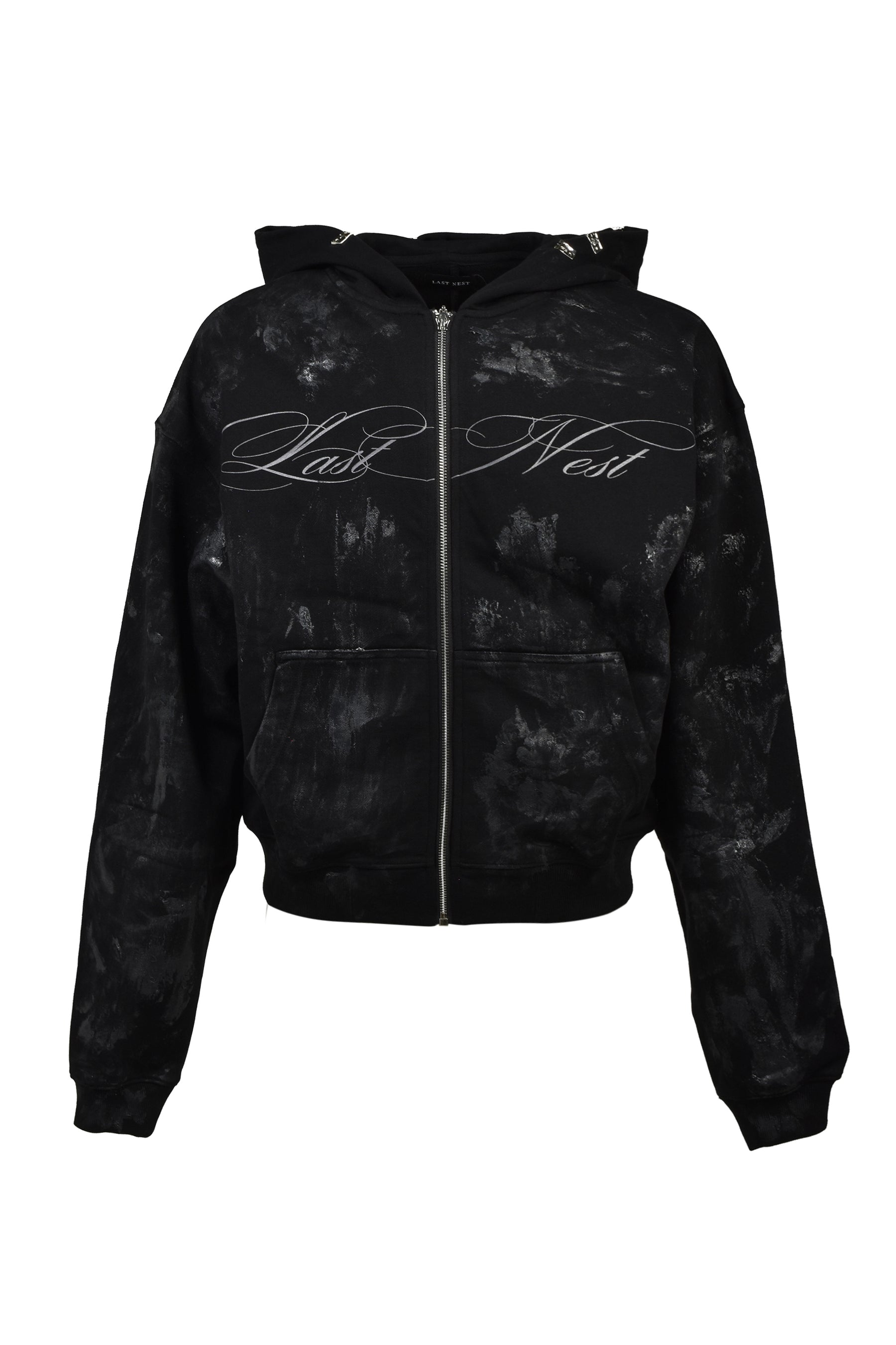 LAST NEST ラストネスト SS26 COATING LOGO HOODIE / BLK - NUBIAN